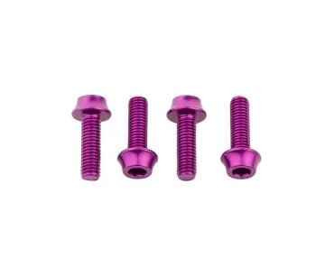 Wolf Tooth Aluminium Bottle Cage Screw Set – M5x15mm Cylinder Head, Purple