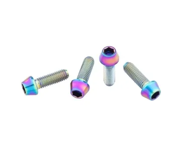 Wolf Tooth Titanium Bottle Cage Screw Set – M5x15mm Cylinder Head rainbow oilslick