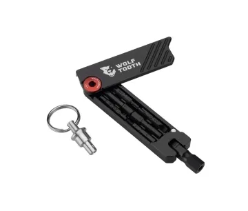 Wolf Tooth 6-Bit System Hex Wrench Multitool – Bit holder / key ring – red