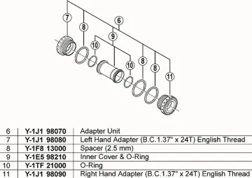 Shimano XT Hollowtech II bottom bracket left cup