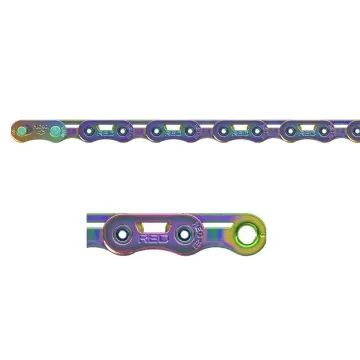 Sram PC RED AXS E1 Flattop 12/13-speed HollowPin rainbow chain, 126 links, incl. Power Lock