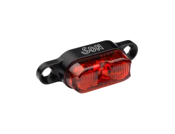 Schmidt’s SON E-Bike DC Luggage Rack Rear Light, Black Glass, Red