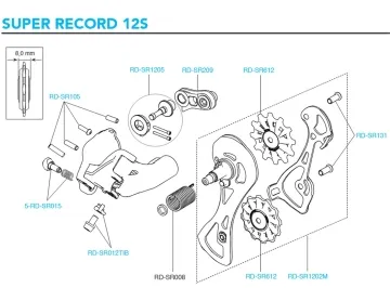 Campagnolo Super Record 12s Rear Derailleur Spare Part RD-SR015 | Spring + Cable Tension Screw