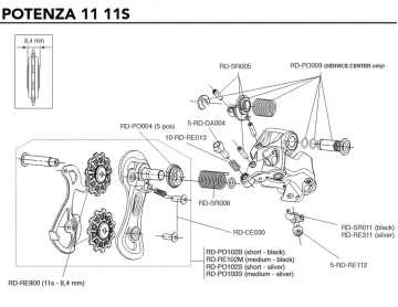 Campagnolo Potenza 11s Rear Derailleur Spare Part RD-PO009 | Rear Derailleur Mounting Kit