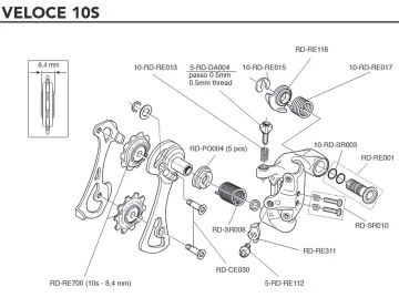 Campagnolo Veloce 10s Rear Derailleur Spare Part RD-RE001 | Mounting Bolt