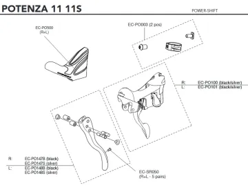 Campagnolo Potenza 11s Brake and Shift Lever Spare Parts Set EC-PO100 | Shift lever + shift mechanism (right)