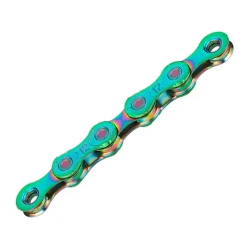 KMC X12 waxed chain with link, 12-speed, 126 links, aurora green