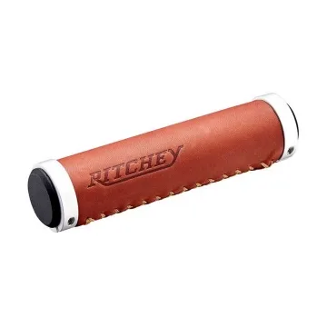 Ritchey WCS Classic Leather Locking Handlebar Grips, colour: brown
