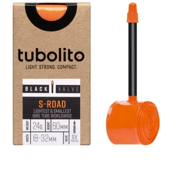 Tubolito S-Tubo Road 700C Superlight inner tube – 28 inches x 18–32 mm, Sclaverand valve, 60 mm, black