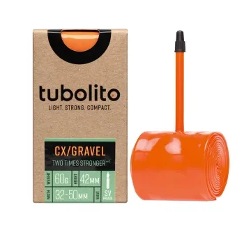 Tubolito Tubo CX/Gravel inner tube – 28 inches x 32–50 mm, Schlauvand valve, 42 mm, orange