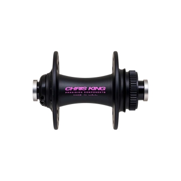 Chris King R45D Ceramic Front Hub 12x100 Disc Centerlock 28-hole two-tone black punch | black-purple