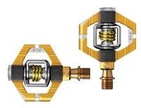Crankbrothers Candy 11 TI pedals in gold, including cleats
