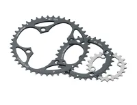 Stronglight MTB steel chainring, silver, 9x3-speed, 64 links, 24 teeth on the inner ring