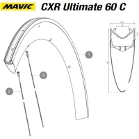 Mavic CXR Ultimate 60 C Replacement Spoke, Clincher Rear Wheel Right 287 mm Remaining Stock