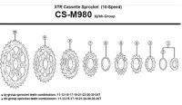 Spare parts Shimano XTR CS-M980 10-speed cassette