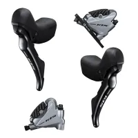Shimano 105 ST-R7020 STI Disc brake-shifter lever, black + BRR7070 Flatmount disc brakes, silver