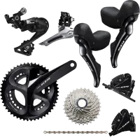 Shimano 105 R7020 Groupset 11x2-speed Disc Flat Mount R7070, all black