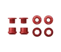 Wolf Tooth Chainring Bolt Set – M8x6mm Single-chainring 4-arm Aluminium red
