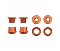 Wolf Tooth Chainring Bolt Set – M8x6mm Single 4-Arm Aluminium Orange