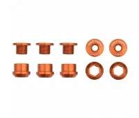 Wolf Tooth Chainring Bolt Set – M8x6mm Single 5-Arm Aluminium Orange