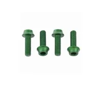 Wolf Tooth Aluminium Bottle Cage Screw Set – M5x15mm Cylinder Head Green – Remaining Stock