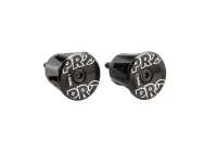 Screw-on handlebar end caps, 17.5–21.5 mm, black aluminium