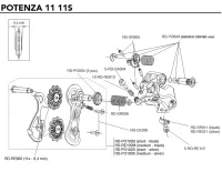 Campagnolo Potenza 11s Rear Derailleur Spare Parts Set RD-PO103S | Short Cage Chain Guides with Derailleur Pulley