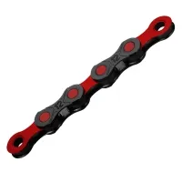 KMC DLC12 waxed chain incl. link, 12-speed, 126 links, black and red